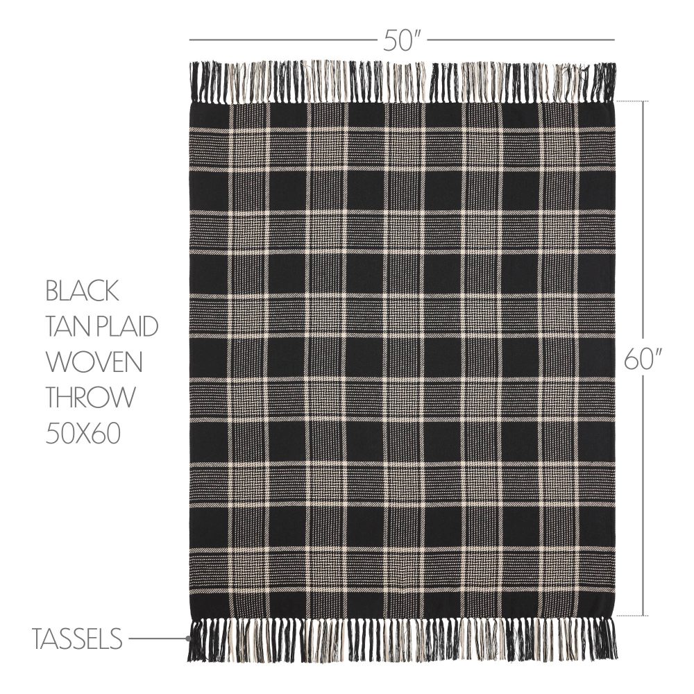 Eston Black Tan Plaid Throw 50x60 - Image 4