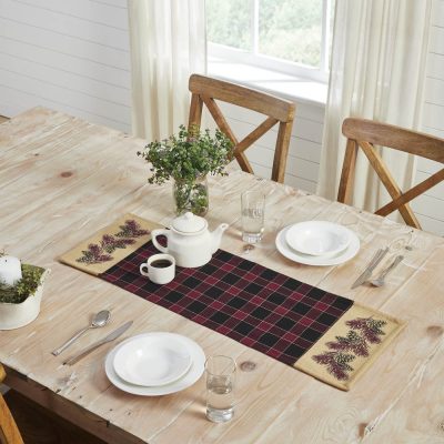 Connell Rustic Lodge Farmhouse Pinecone Fabric Table Runner 12x36 Inch Home Decor