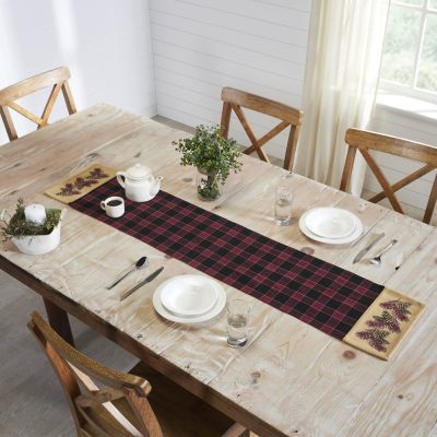 VHC Brands Connell Pinecone Table Runner 12 x 60 Rustic Lodge Cabin Woodland Fall Home & Kitchen Decor