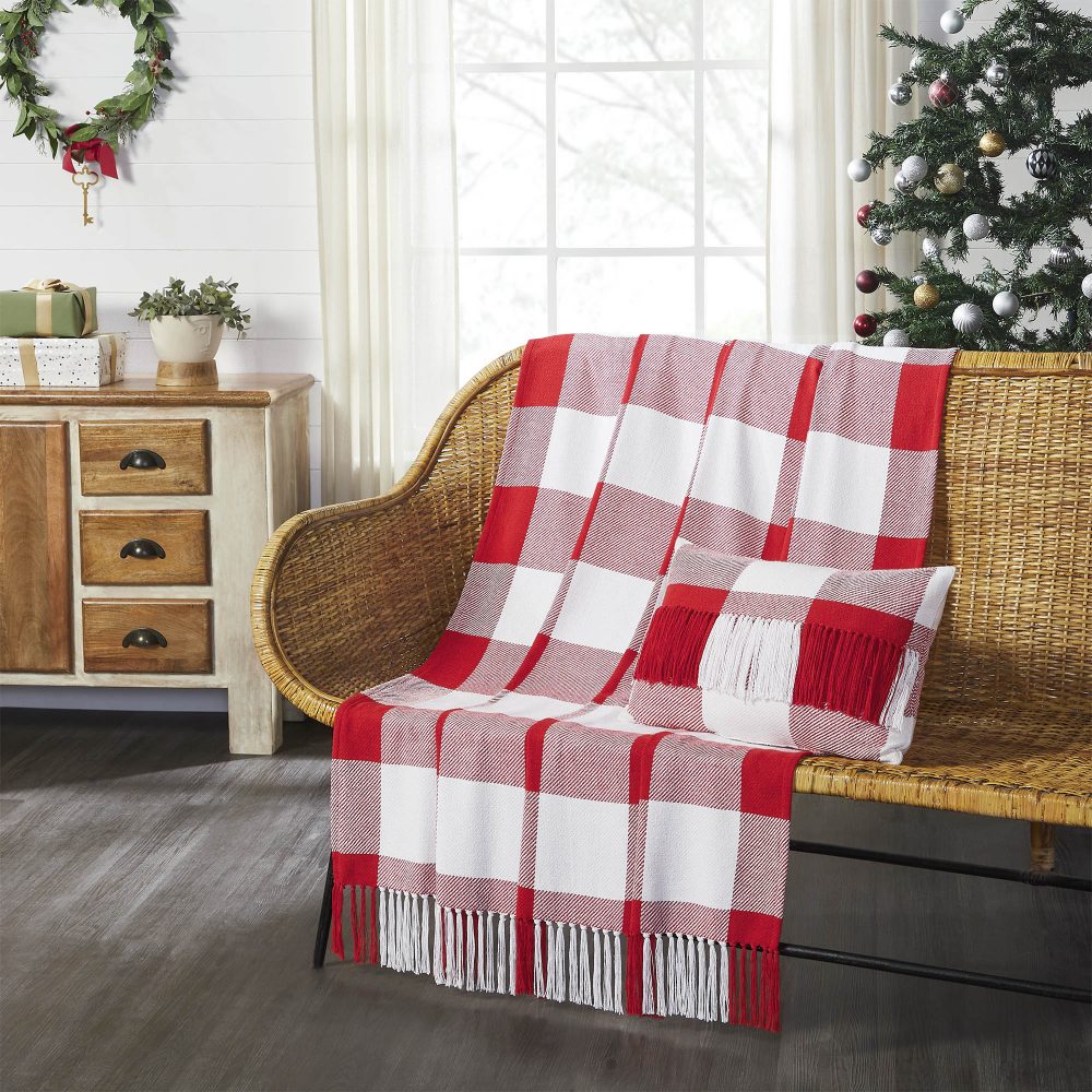 Annie Red Check Woven Throw 50x60 - Image 6