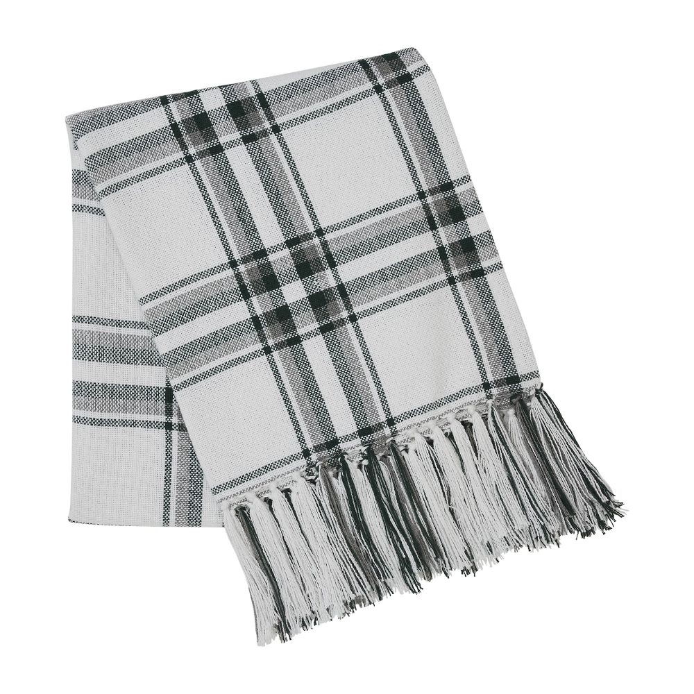 Harper Plaid Green White Woven Throw 50x60 - Image 3