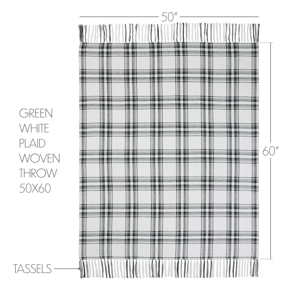 Harper Plaid Green White Woven Throw 50x60 - Image 4