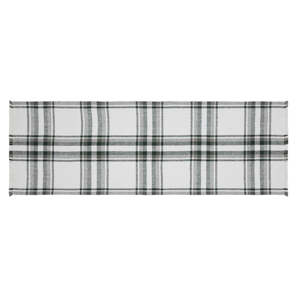 Harper Plaid Green White Runner Fringed 12x36 - Image 2