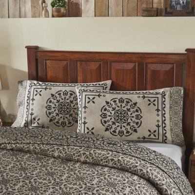 Custom House Black Tan Jacquard Standard Pillow Case Set of 2 21x30+4