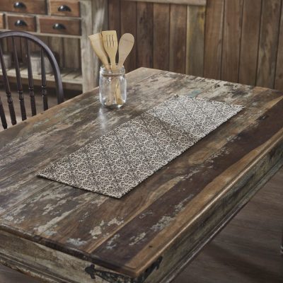 Custom House Black Tan Jacquard Runner 12x36