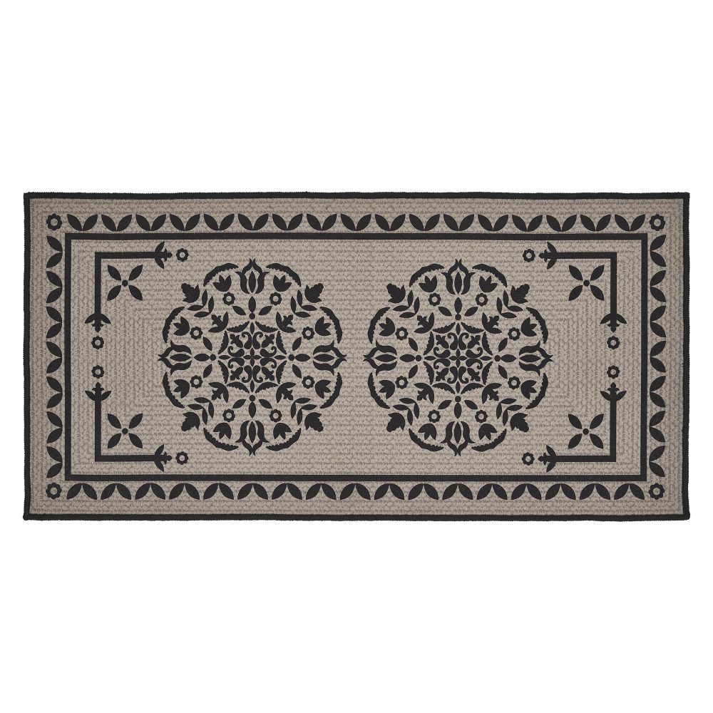 Custom House Black Tan Jacquard Polyester Bathmat 17x36 - Image 2