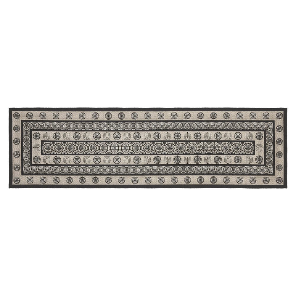 Custom House Black Tan Jacquard Polyester Rug/Runner Rect 22x78 - Image 2