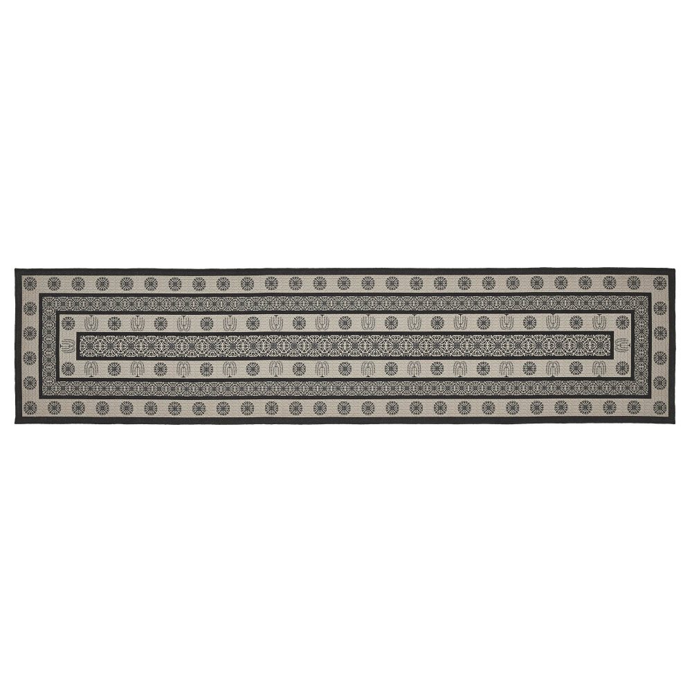 Custom House Black Tan Jacquard Polyester Rug/Runner Rect 22x96 - Image 2