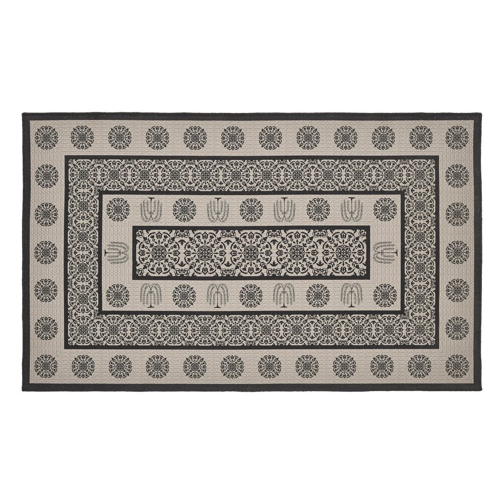Custom House Black Tan Jacquard Polyester Rug Rect 36x60 - Image 2