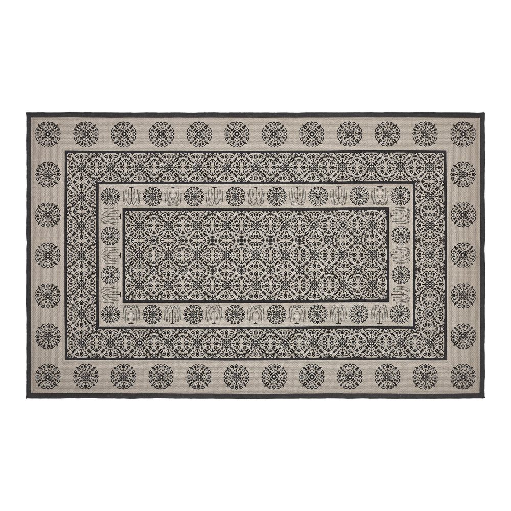Custom House Black Tan Jacquard Polyester Rug Rect 60x96 - Image 2