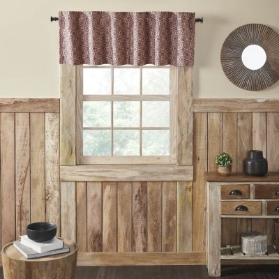 Custom House Burgundy Tan Jacquard Valance 18x60