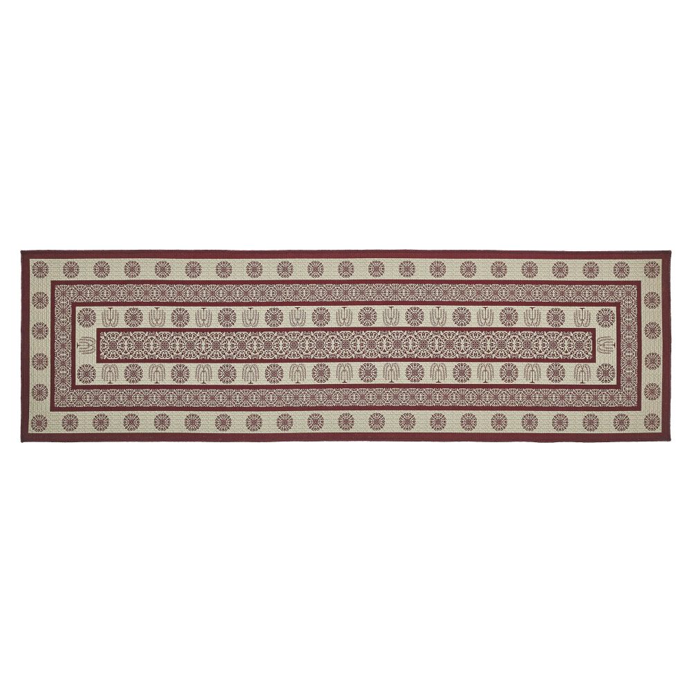 Custom House Burgundy Tan Jacquard Polyester Rug/Runner Rect 22x78 - Image 2