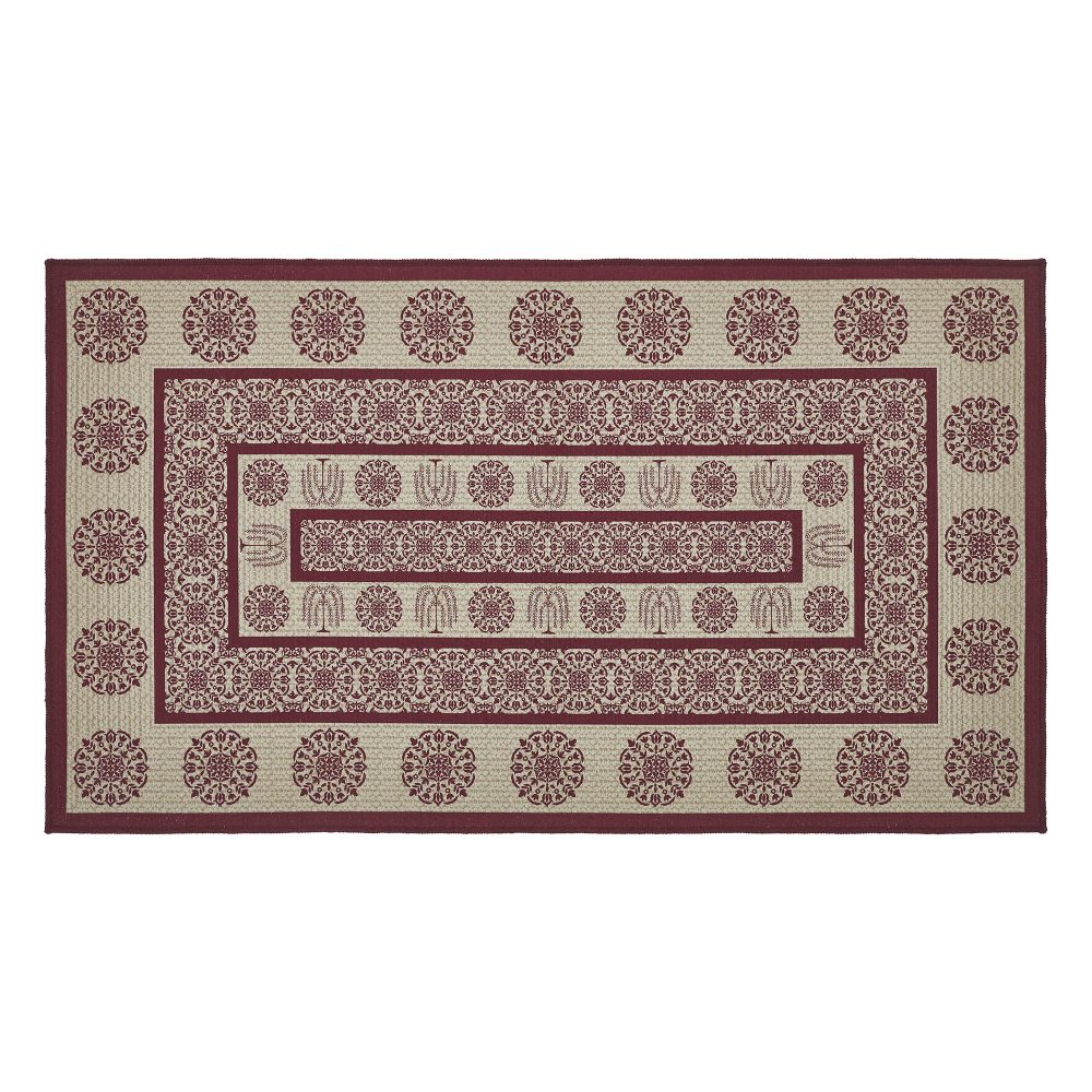 Custom House Burgundy Tan Jacquard Polyester Rug Rect 27x48 - Image 2
