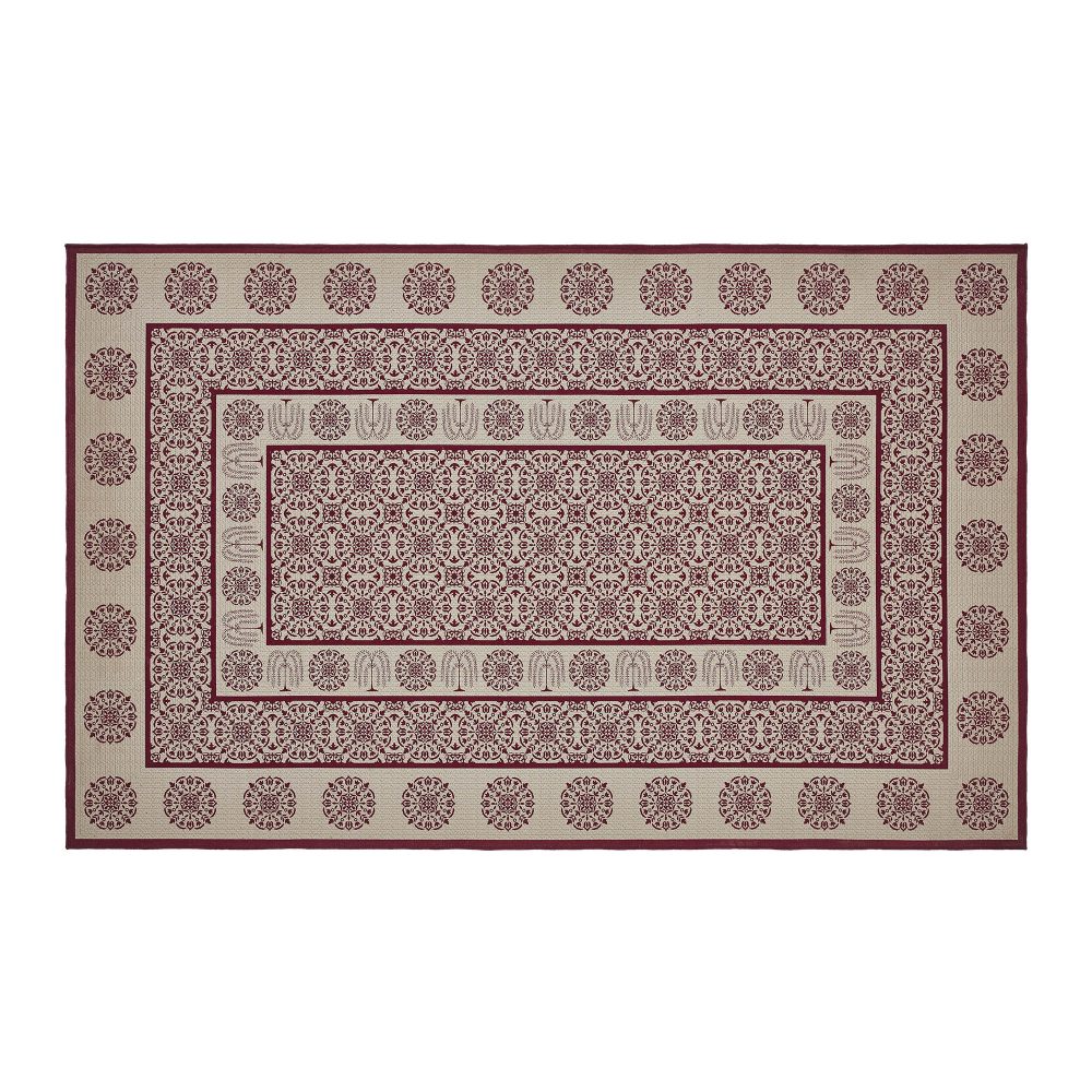 Custom House Burgundy Tan Jacquard Polyester Rug Rect 60x96 - Image 2