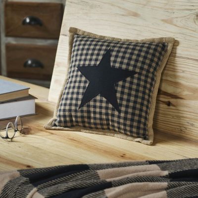 Black Check Star Pillow 12x12