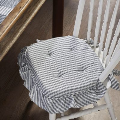 Sawyer Mill Blue Ruffled Stripe Farmhouse Country Chair Pad 15.5x17 - VHC Brands