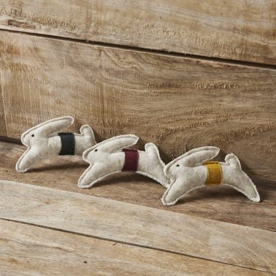 Spring In Bloom Primitive Leaping Bunny Bowl Filler Set of 3 3.6x5.5