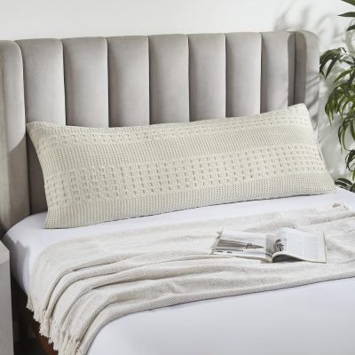 VHC Brands Waffle Weave Natural Body Pillow Cover, 20x54 - Farmhouse Boho Decorative Throw Pillow Sham