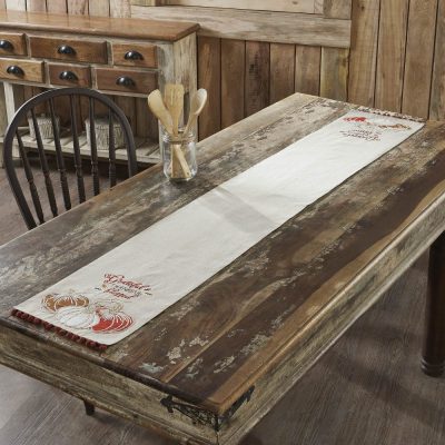 Autumn Fall Thanksgiving Table Runner Grateful Thankful Blessed Pumpkins Harvest 12 x 72 Inch Farmhouse Seasonal Home Decor