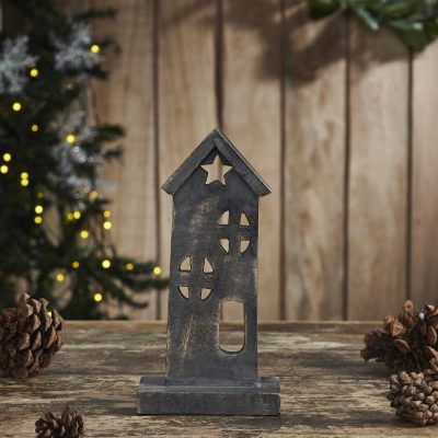 Wooden Saltbox House w/ Star Dark Grey 8x4x2