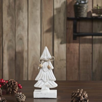 Snowy Tree Textured Wooden White 8.25x4x2.25