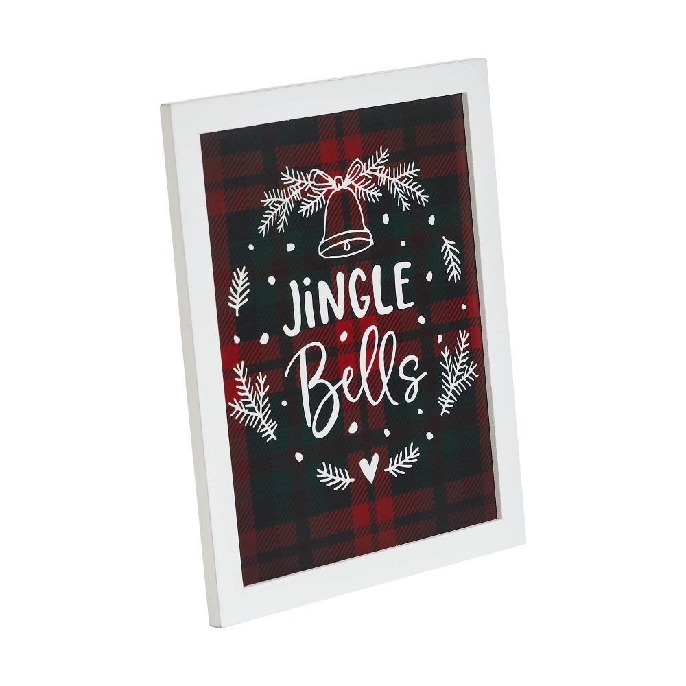 Jingle Bells Wreath Plaid Framed Wall Hanging Sign 12x10 - Image 5