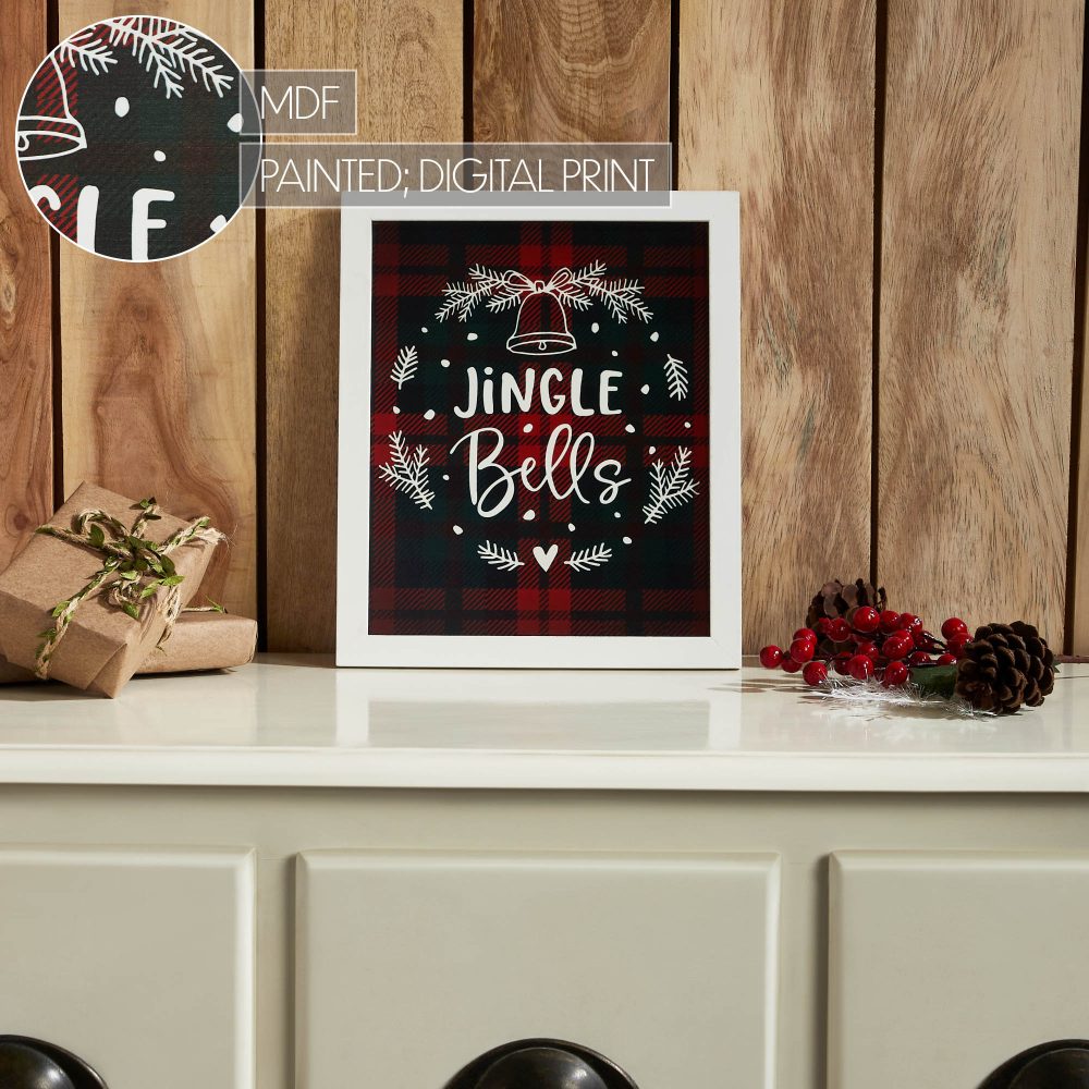 Jingle Bells Wreath Plaid Framed Wall Hanging Sign 12x10 - Image 7