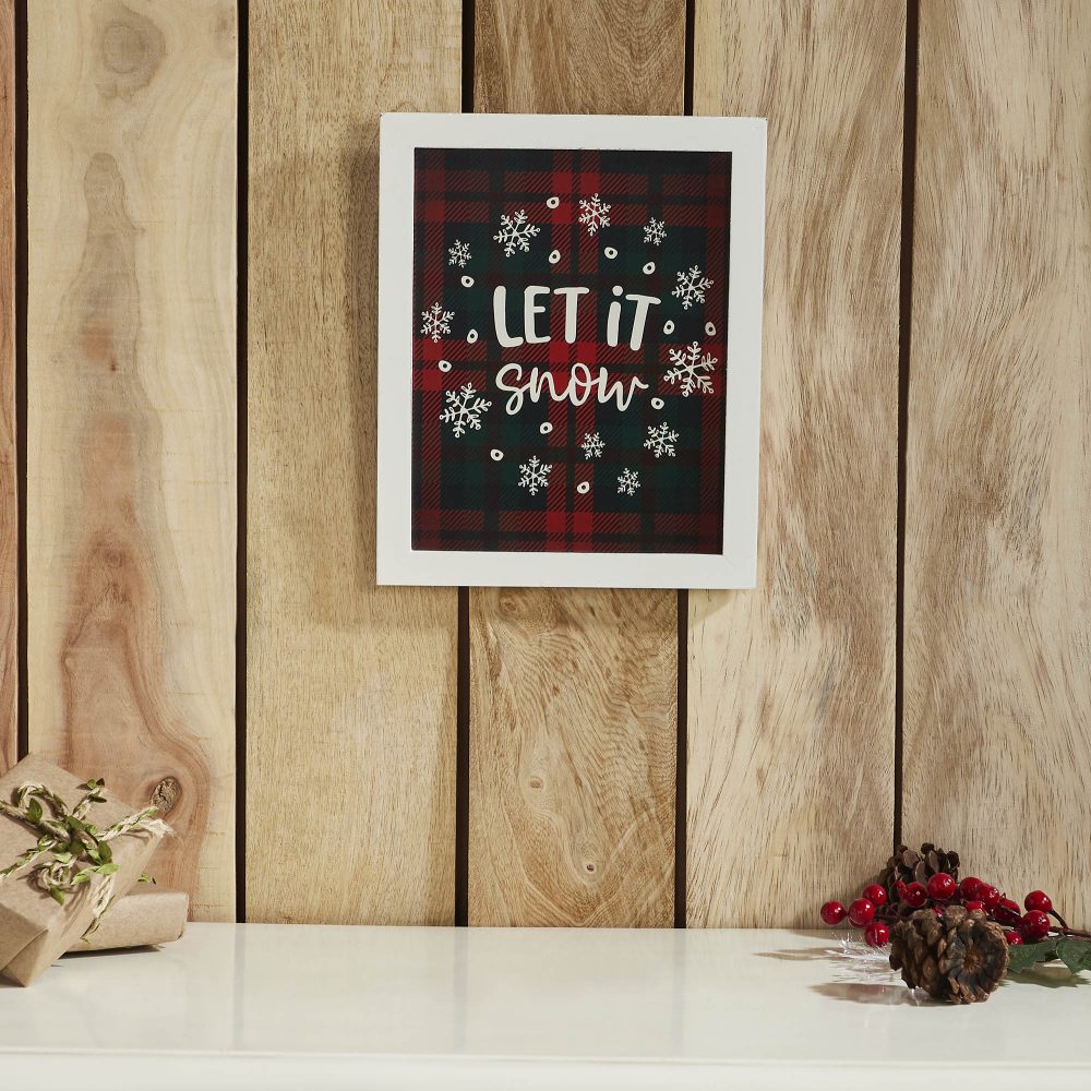 Let It Snow Plaid Wall Hanging Sign 11x9 - Image 2