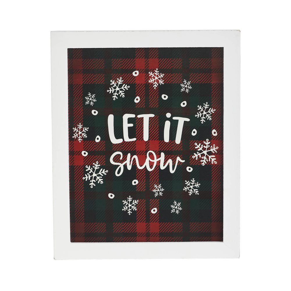 Let It Snow Plaid Wall Hanging Sign 11x9 - Image 3