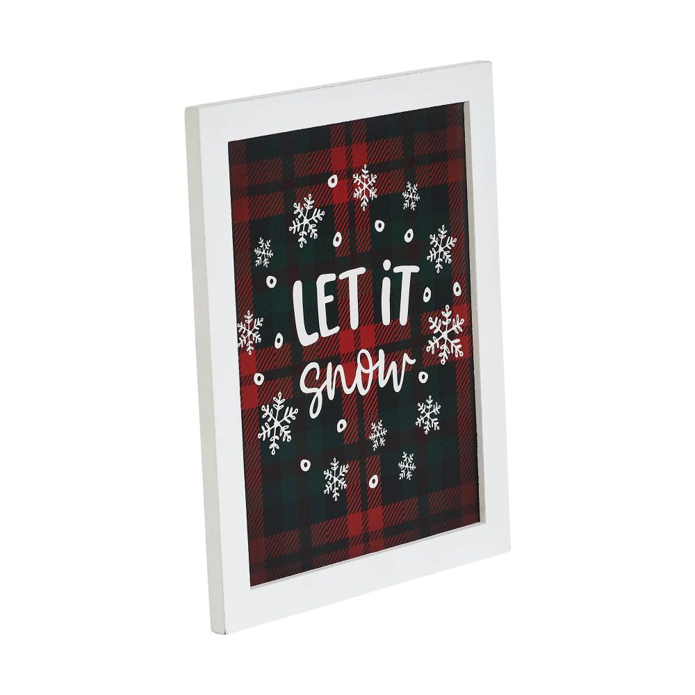Let It Snow Plaid Wall Hanging Sign 11x9 - Image 5