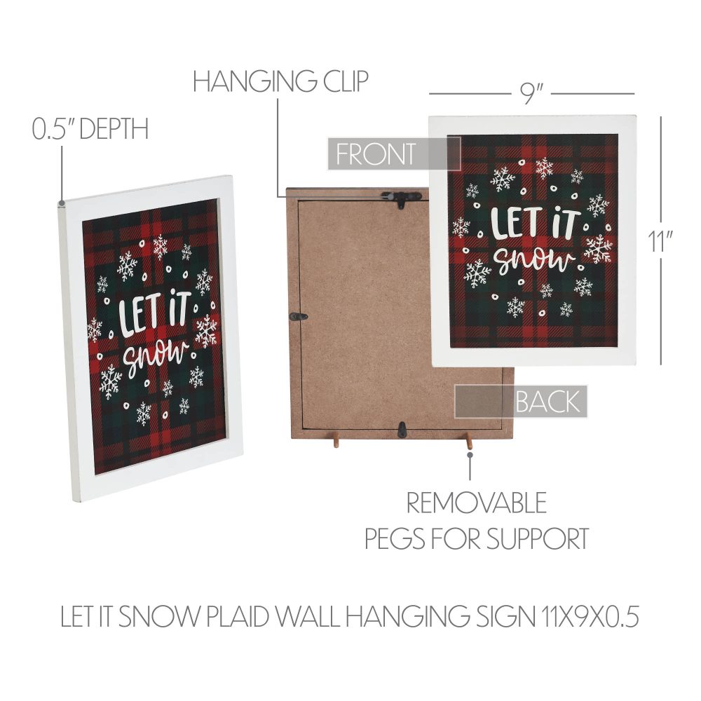 Let It Snow Plaid Wall Hanging Sign 11x9 - Image 6