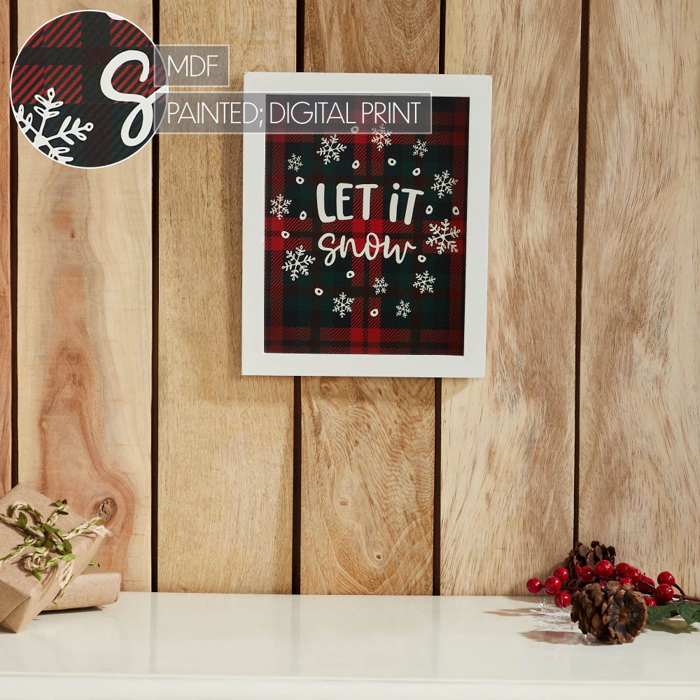 Let It Snow Plaid Wall Hanging Sign 11x9 - Image 7