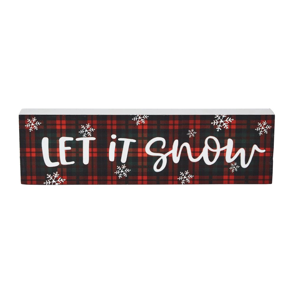 Let It Snow Plaid Block Sign 3x10 - Image 2