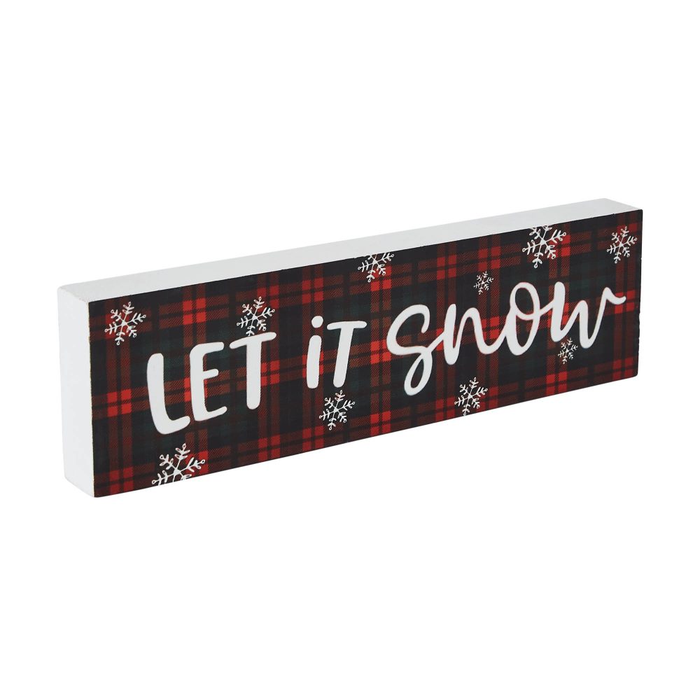 Let It Snow Plaid Block Sign 3x10 - Image 4