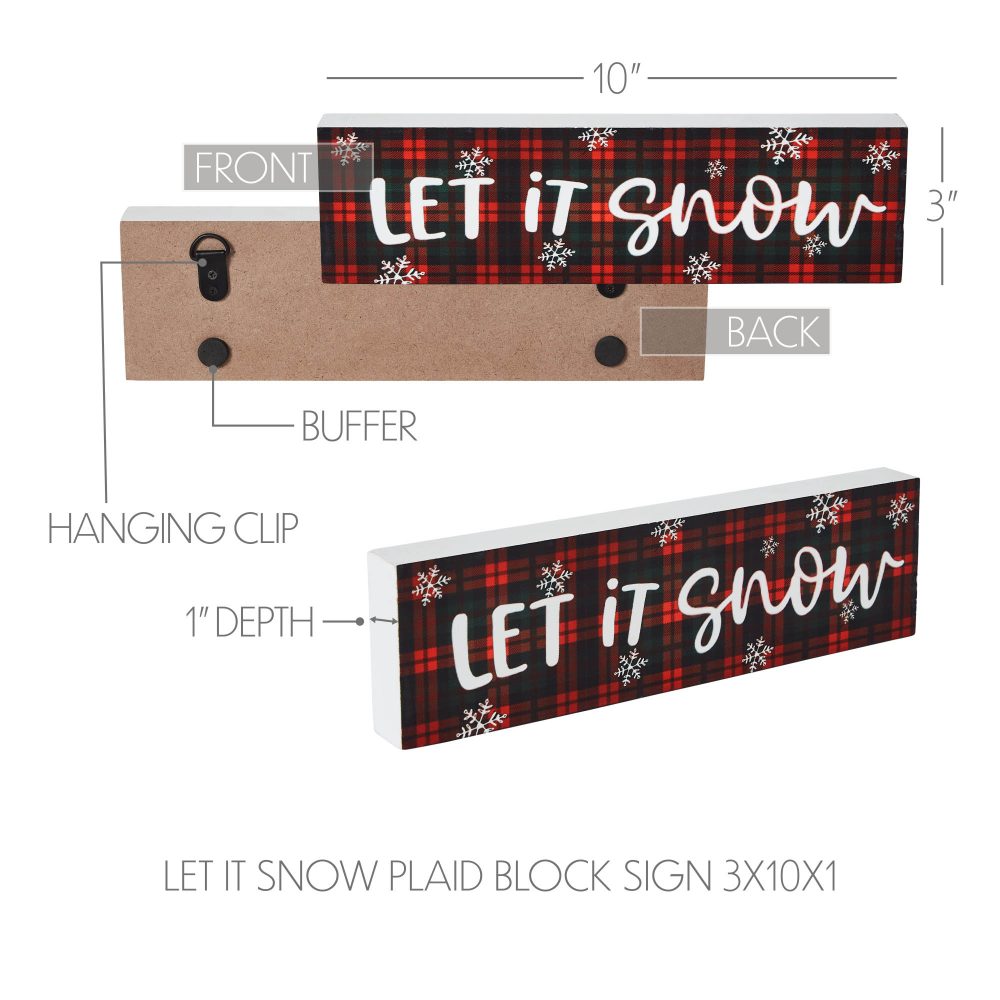 Let It Snow Plaid Block Sign 3x10 - Image 5
