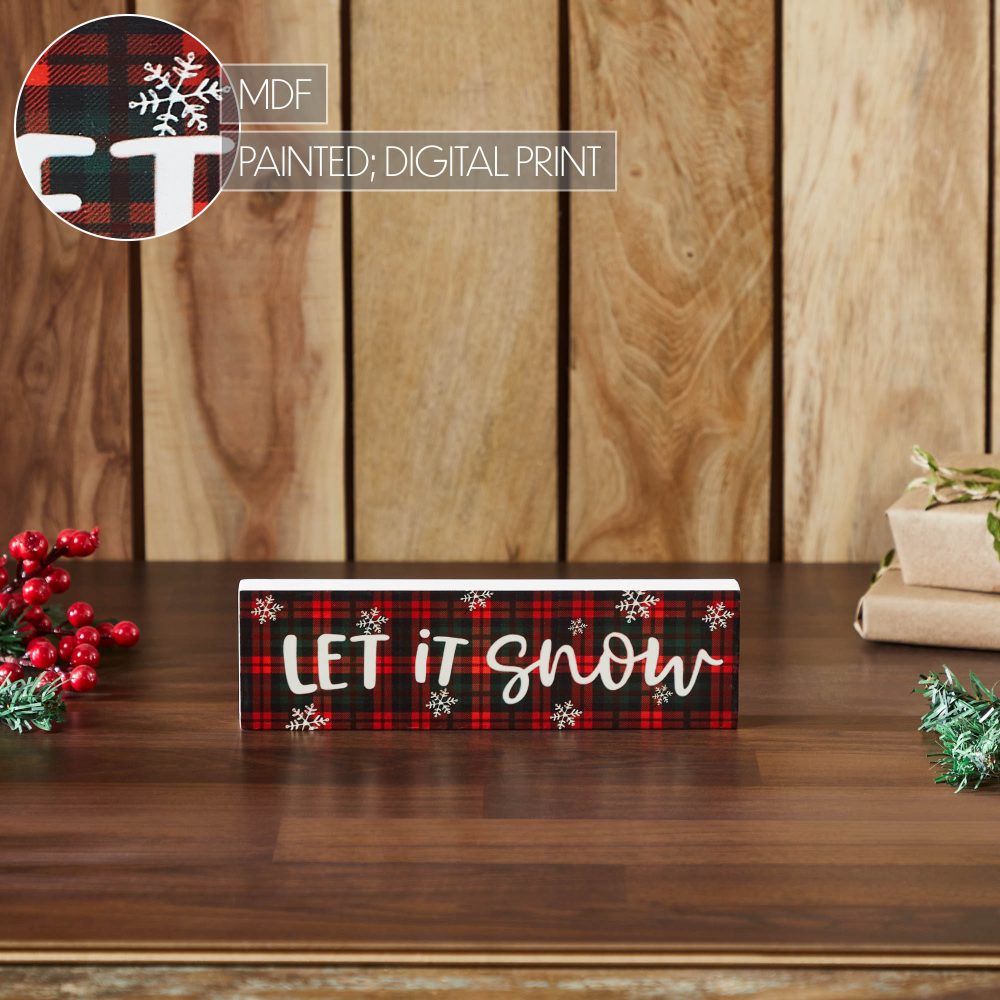 Let It Snow Plaid Block Sign 3x10 - Image 6