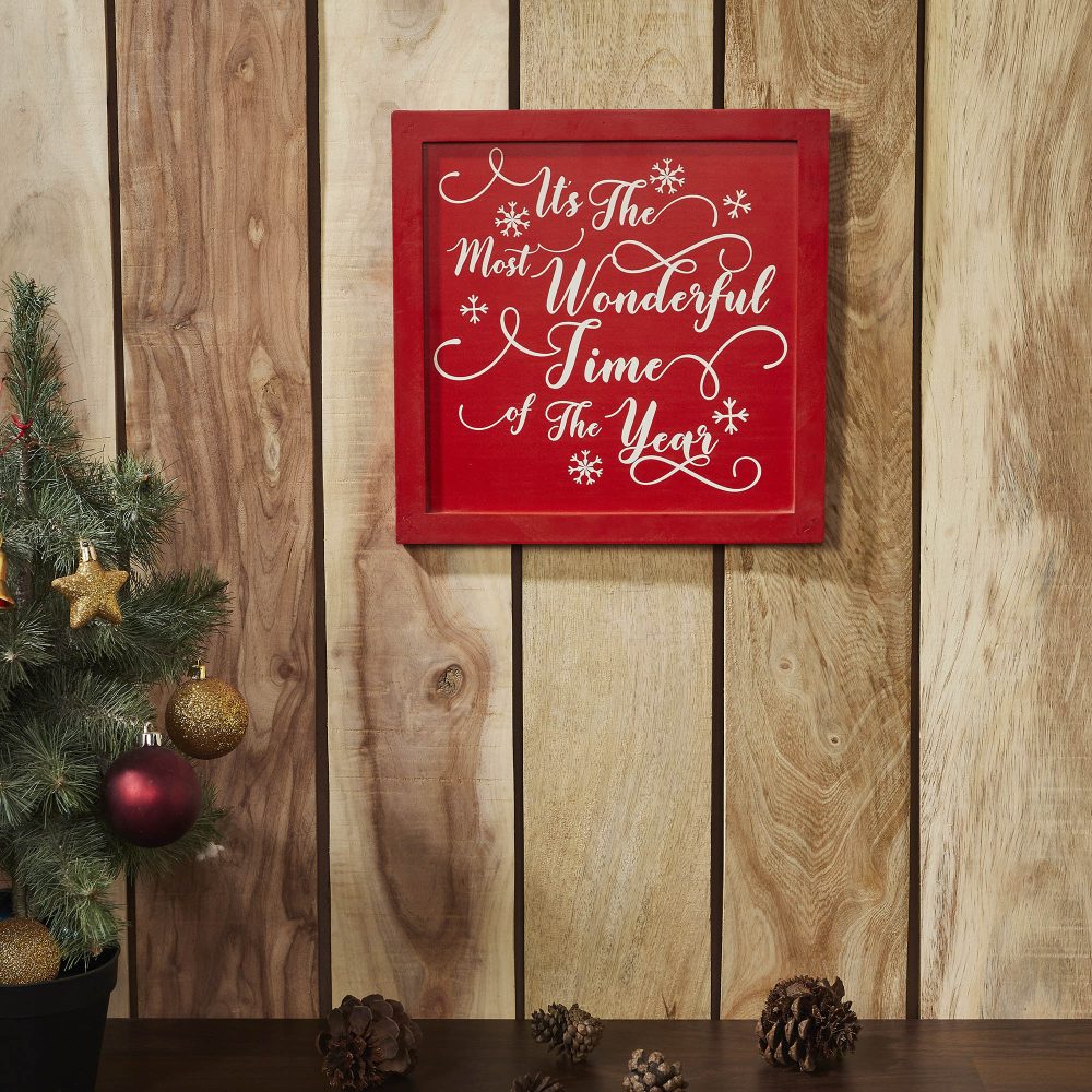 It's The Most Wonderful Time Red Wall Hanging Sign 11x11 - Image 2