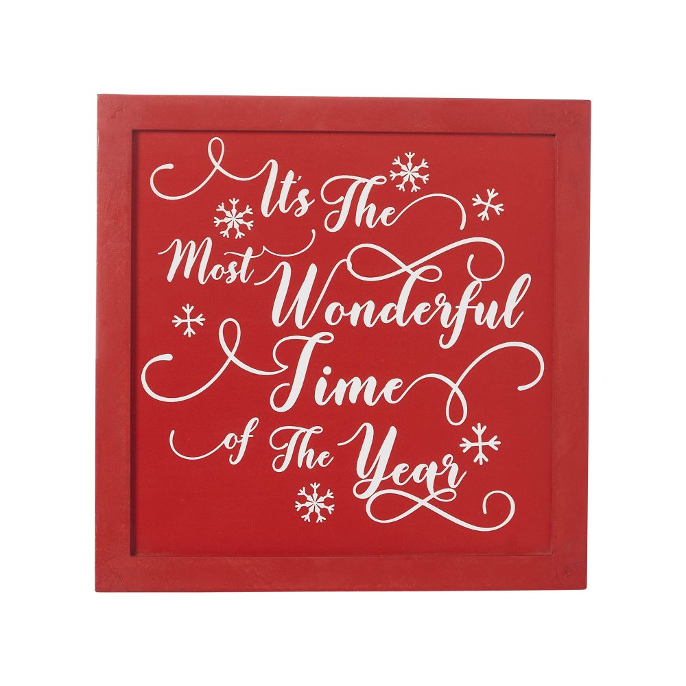 It's The Most Wonderful Time Red Wall Hanging Sign 11x11 - Image 3