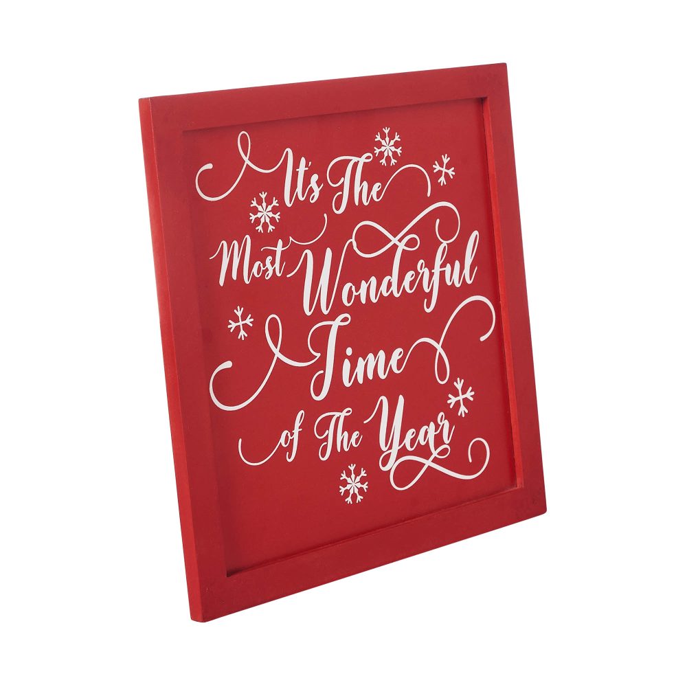 It's The Most Wonderful Time Red Wall Hanging Sign 11x11 - Image 5