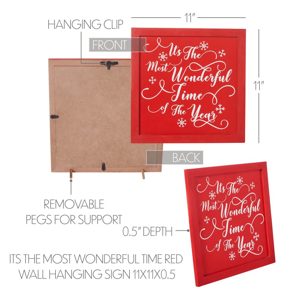 It's The Most Wonderful Time Red Wall Hanging Sign 11x11 - Image 6