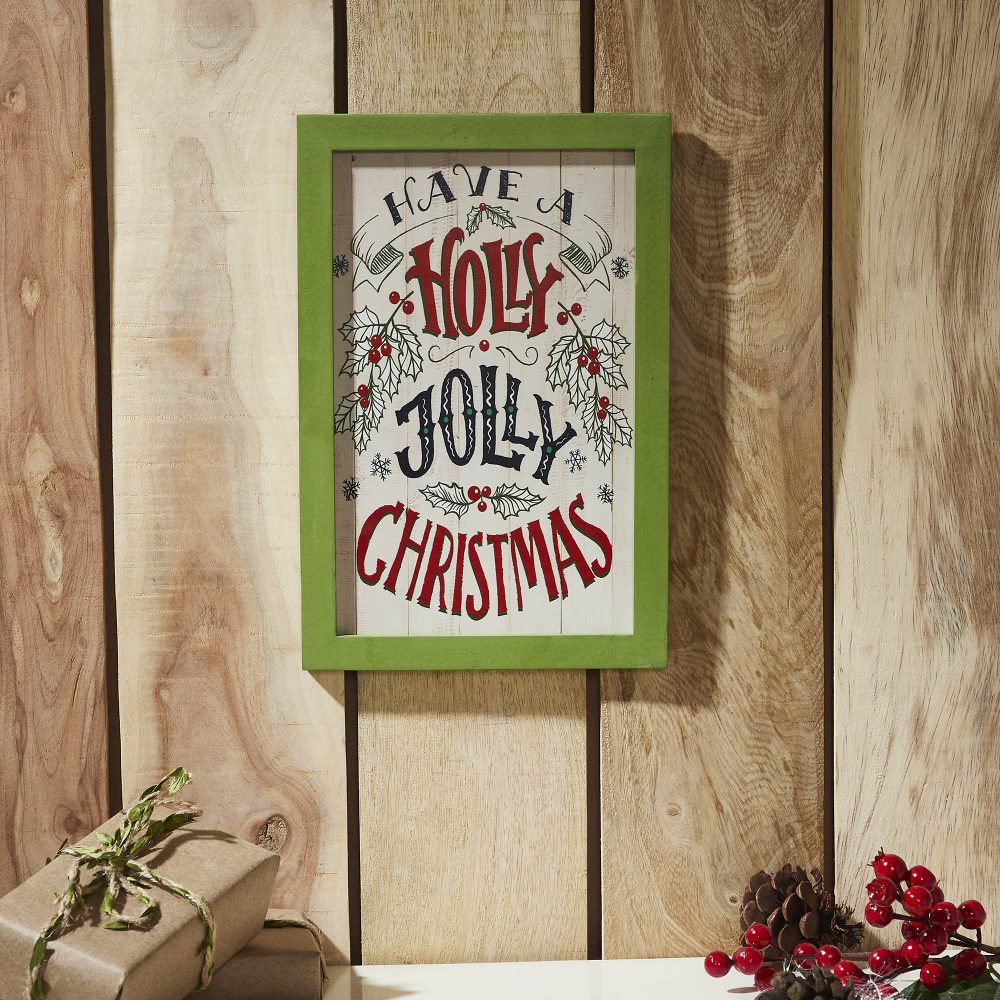 Have A Holly Jolly Christmas Framed Wall Hanging Sign 12x8 - Image 2