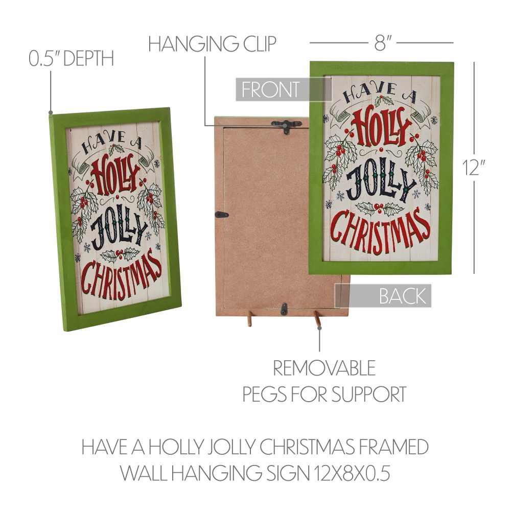 Have A Holly Jolly Christmas Framed Wall Hanging Sign 12x8 - Image 6