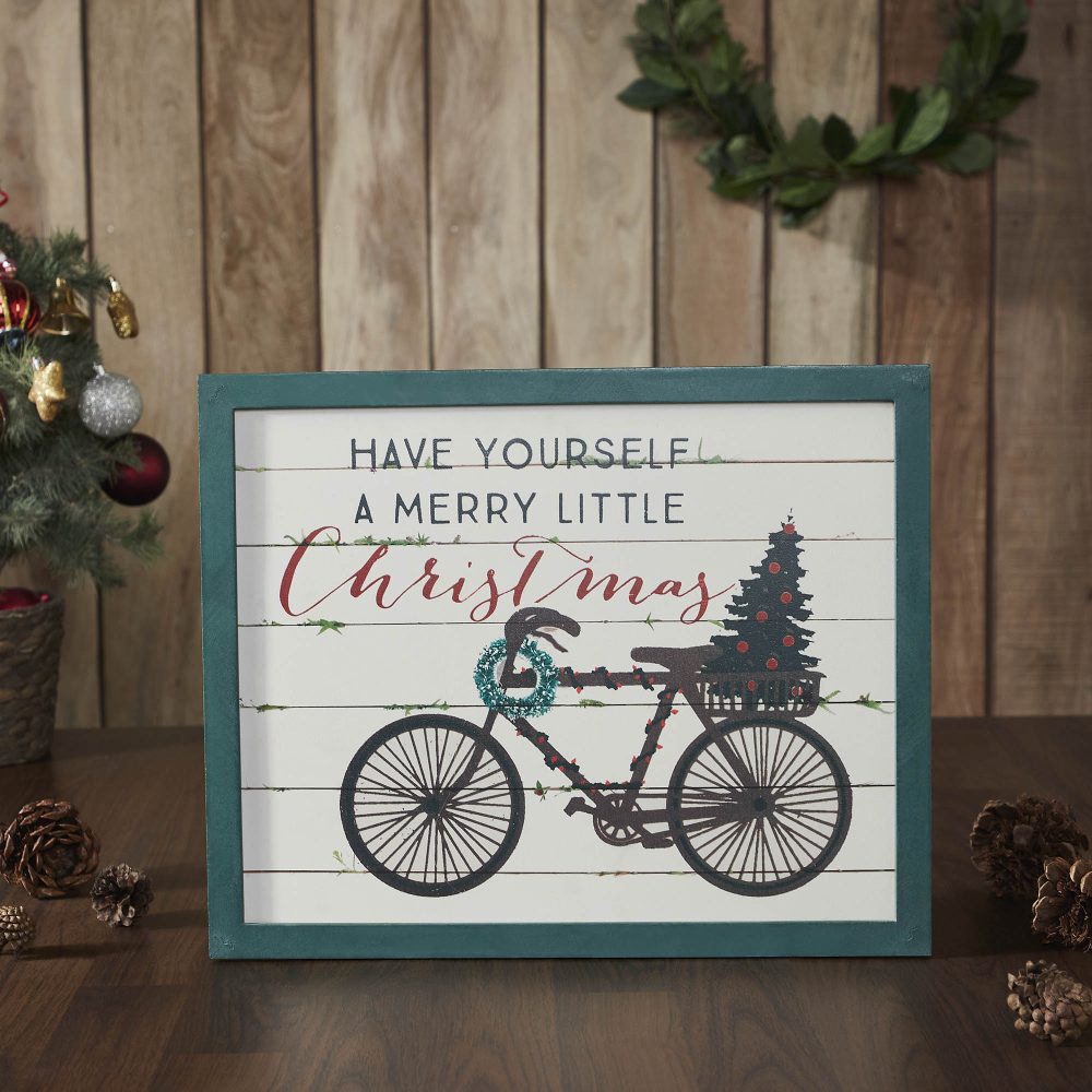Have Yourself A Merry Little Christmas Bicycle Wall Hanging Sign 13x16 - Image 2