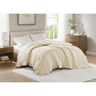 Madison Park Windom Lightweight Down Alternative Blanket with Satin Trim in Cream, King MP51-540