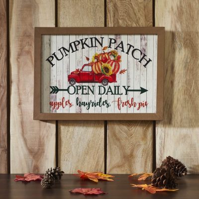 Farmhouse Shiplap Red Truck Pumpkin Patch Wall Sign 10x14 Autumn Harvest Home Decor
