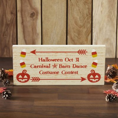 Halloween Carnival Theme Spooky Funhouse MDF Wood Wall Decor Sign 7x16x1 Inch Seasonal Party Decoration