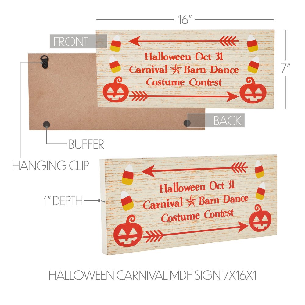 Halloween Carnival Theme Spooky Funhouse MDF Wood Wall Decor Sign 7x16x1 Inch Seasonal Party Decoration - Image 5