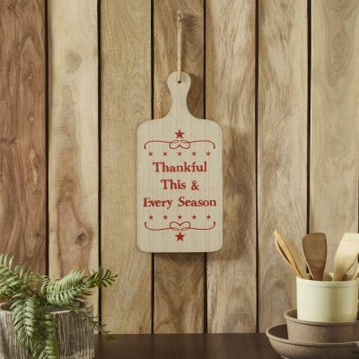 Thankful This & Every Season Farmhouse Rustic Wood MDF Cutting Board Wall Decor Sign 18.5 Inch