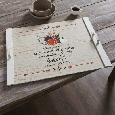 Farmhouse Wooden Noodle Board Stove Top Cover Psalm 107:37 Harvest Kitchen Decor 21.5x29.5 Inches