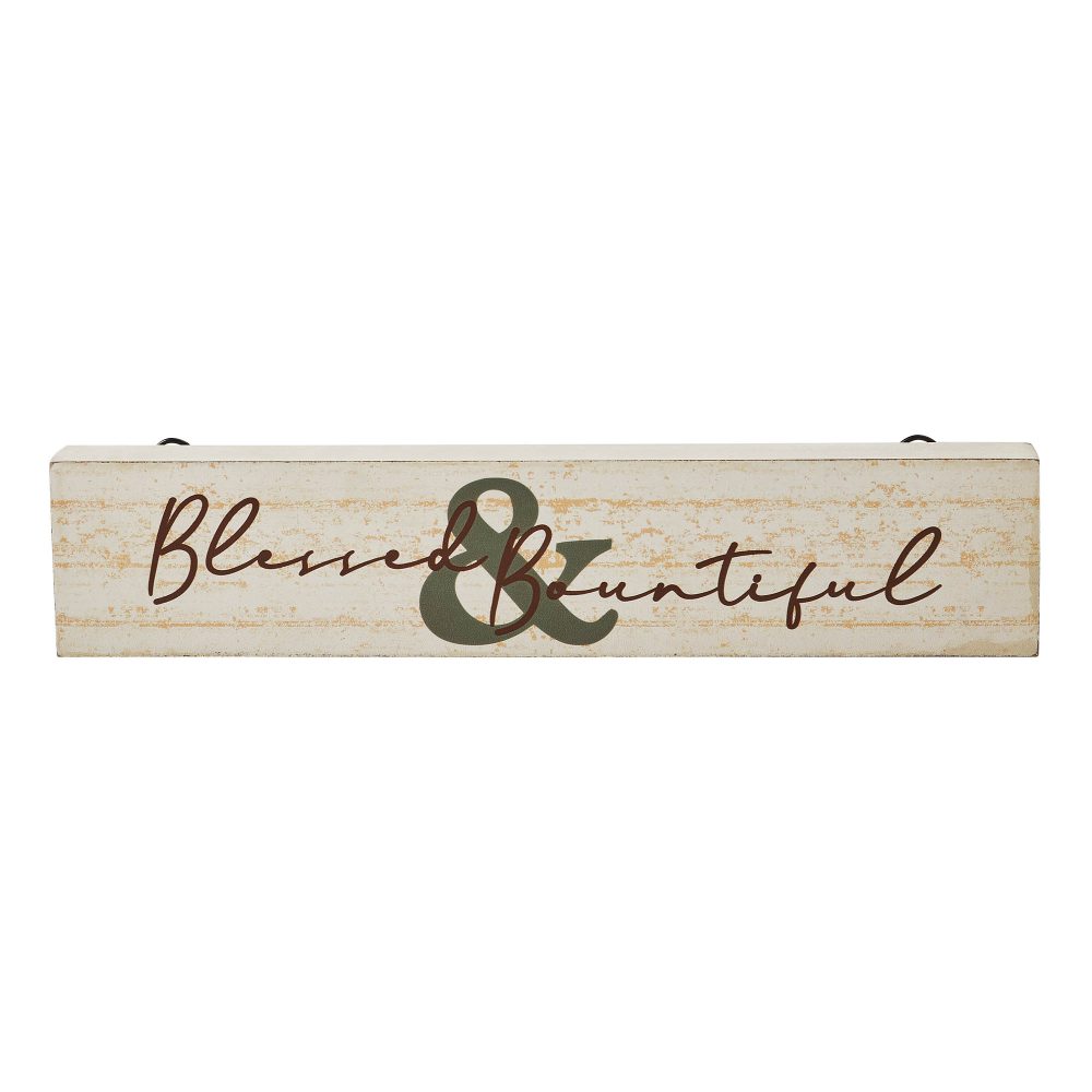 Blessed & Bountiful Cream Farmhouse MDF Wood Wall Sign Inspirational Home Decor Plaque 3x14 Inch - Image 2